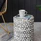 A&B Home Metro Garden 13" x 18" Bundle of 21 Round Black and White Geometric Design Pedestal Stool