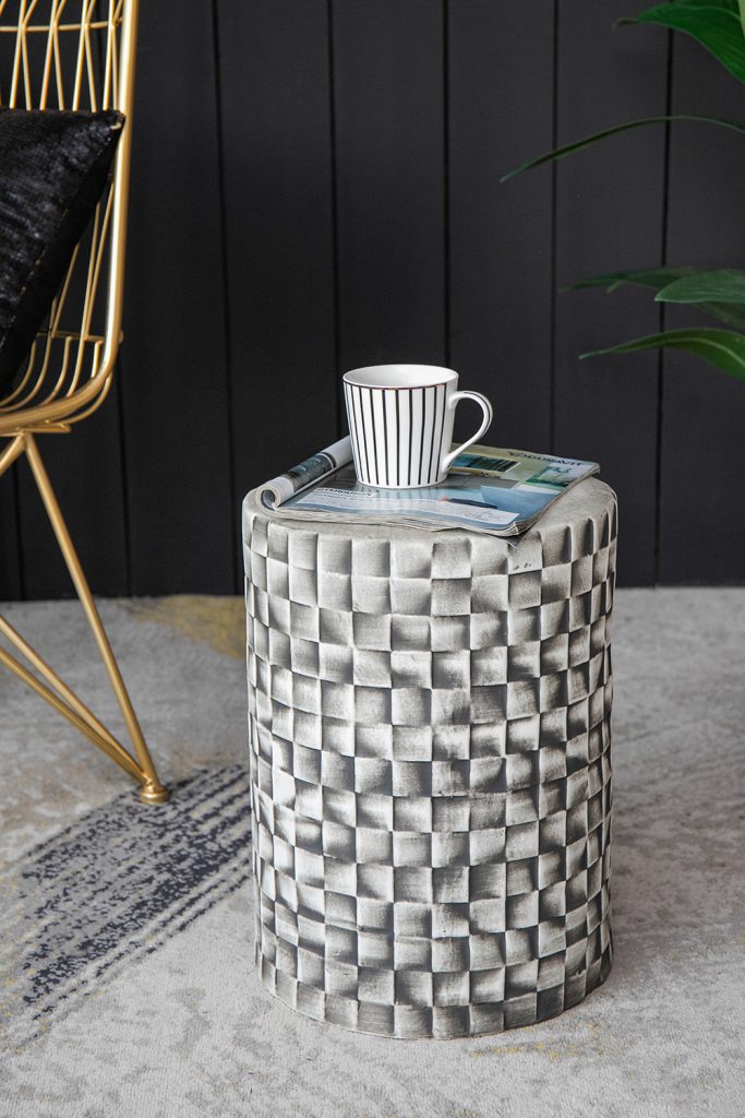 A&B Home Metro Garden 13" x 18" Bundle of 21 Round Black and White Geometric Design Pedestal Stool