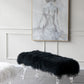 A&B Home Mongolian 49" x 19" Bundle of 3 Standard Black Upholstered Fur and Acrylic Bench