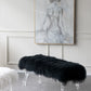 A&B Home Mongolian 49" x 19" Bundle of 3 Standard Black Upholstered Fur and Acrylic Bench