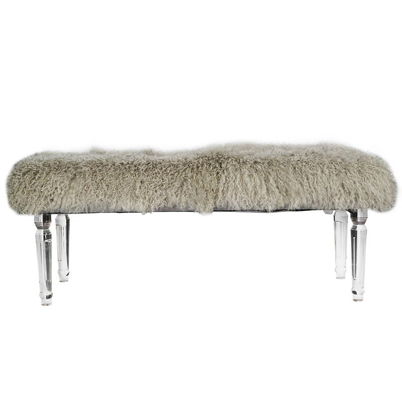 A&B Home Mongolian 49" x 19" Bundle of 3 Standard Gray Upholstered Fur Bench