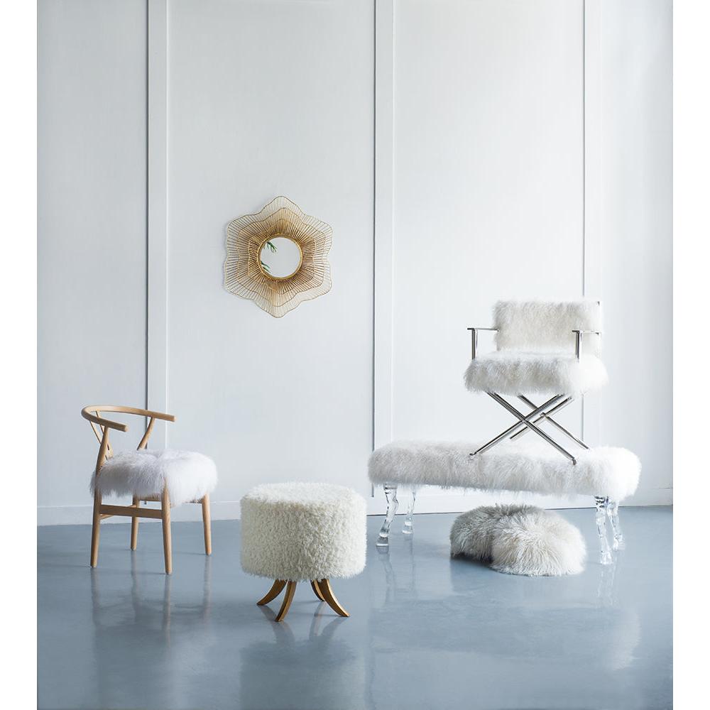 A&B Home Mongolian 49" x 19" Bundle of 3 Standard White Upholstered Fur and Acrylic Bench