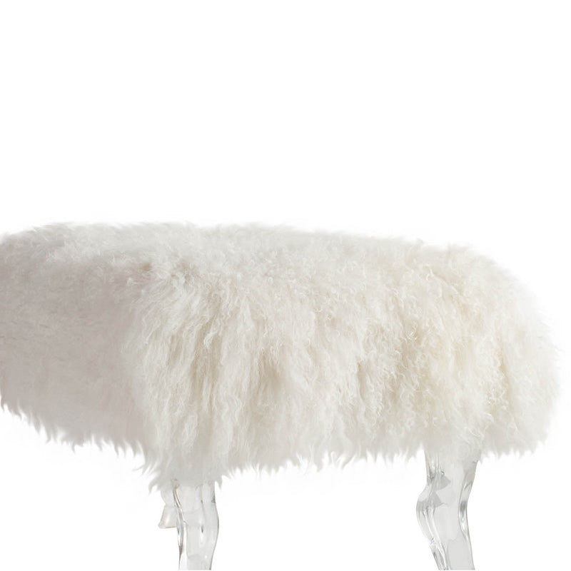 A&B Home Mongolian 49" x 19" Bundle of 3 Standard White Upholstered Fur and Acrylic Bench