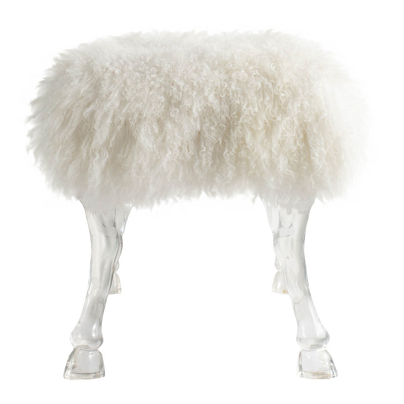 A&B Home Mongolian 49" x 19" Bundle of 3 Standard White Upholstered Fur and Acrylic Bench