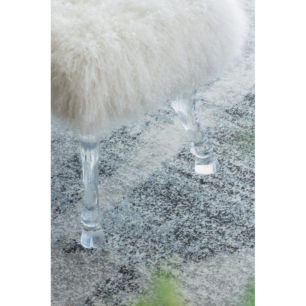 A&B Home Mongolian 49" x 19" Bundle of 3 Standard White Upholstered Fur and Acrylic Bench