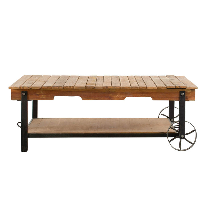 A&B Home Navin 55" x 18" Bundle of 7 Rich Wood Wagon Style Oversized Coffee Table With Black Frame