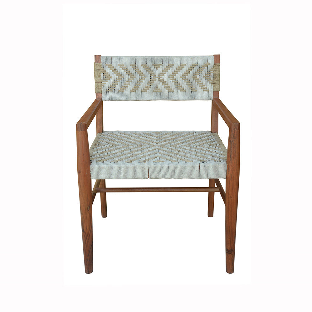 A&B Home Odara 22" x 31" Bundle of 9 Brown Acacia Wood Frame With Cream and Gray Weaving Chair