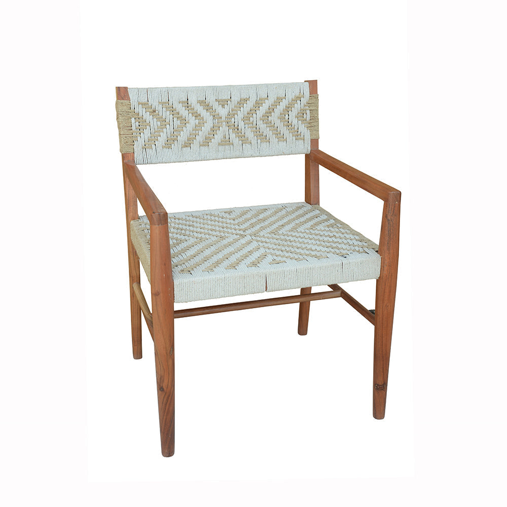 A&B Home Odara 22" x 31" Bundle of 9 Brown Acacia Wood Frame With Cream and Gray Weaving Chair