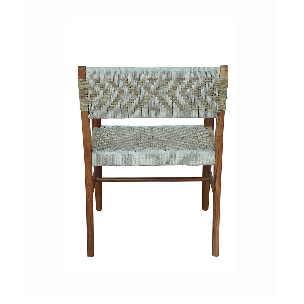 A&B Home Odara 22" x 31" Bundle of 9 Brown Acacia Wood Frame With Cream and Gray Weaving Chair