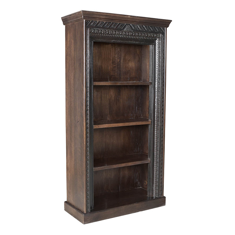 A&B Home Osian 35" x 66" Bundle of 2 Rectangular Brown Wooden Frame Three-Tiered Wood Shelves