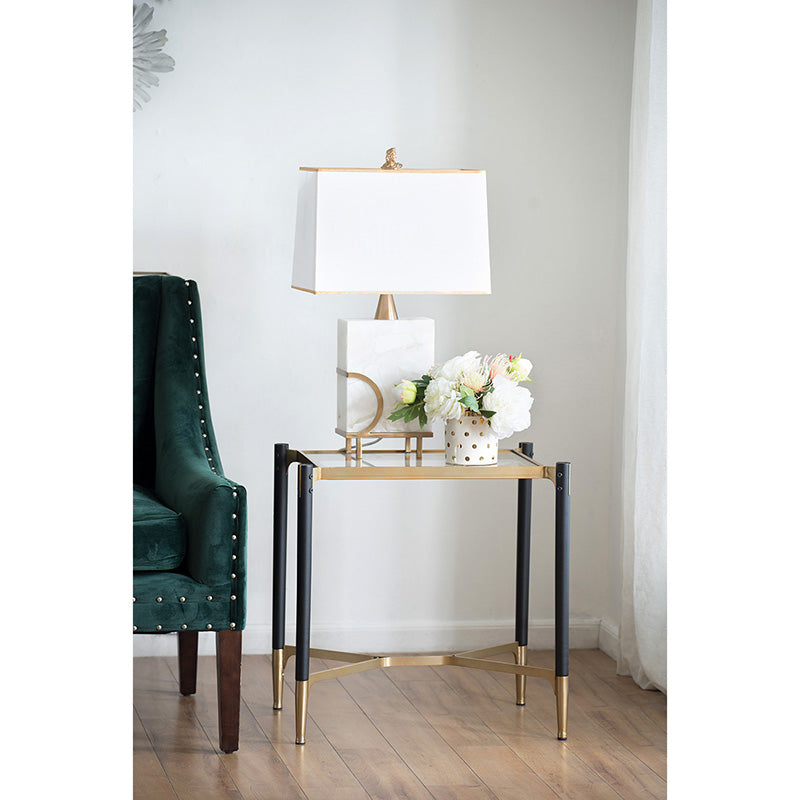 A&B Home Park View 24" x 24" Bundle of 13 Rectangular Matte Black and Gold Occasional Table