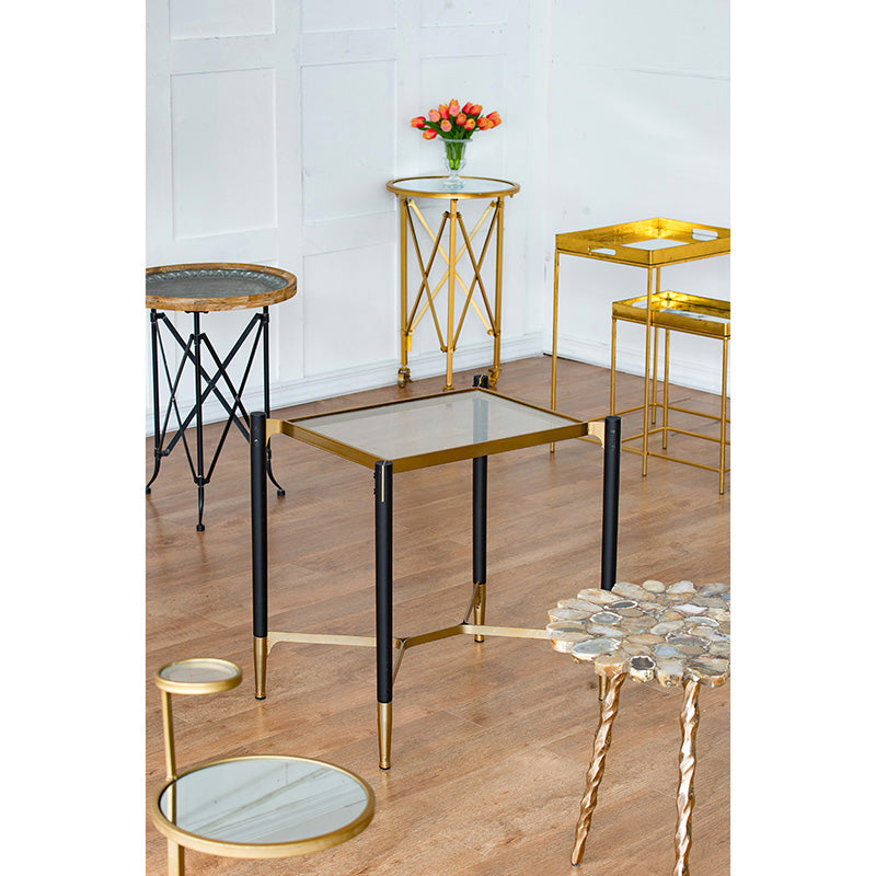 A&B Home Park View 24" x 24" Bundle of 13 Rectangular Matte Black and Gold Occasional Table