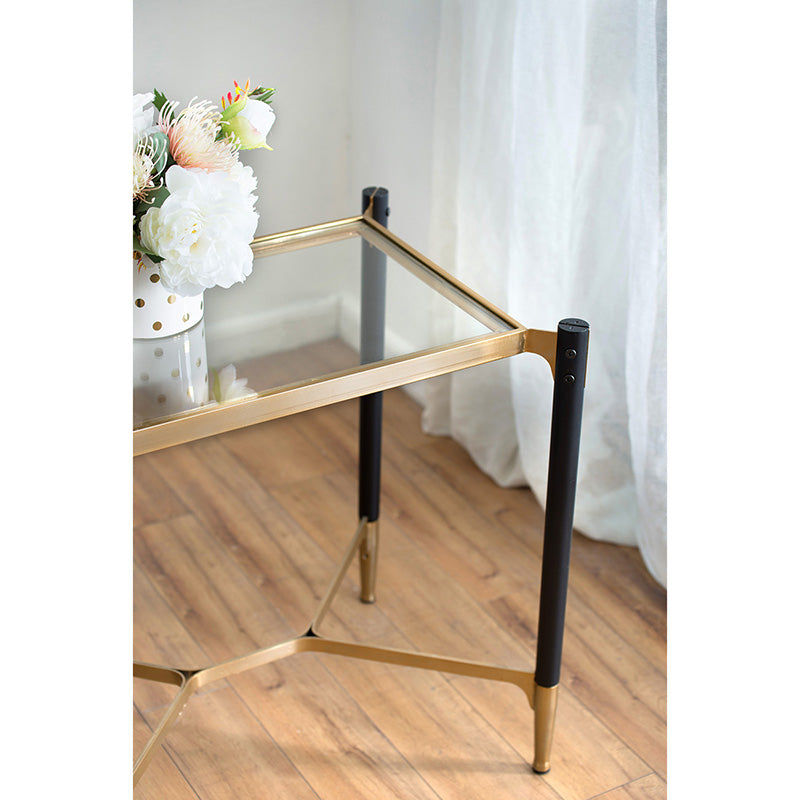 A&B Home Park View 24" x 24" Bundle of 15 Rectangular Matte Black and Gold Occasional Table
