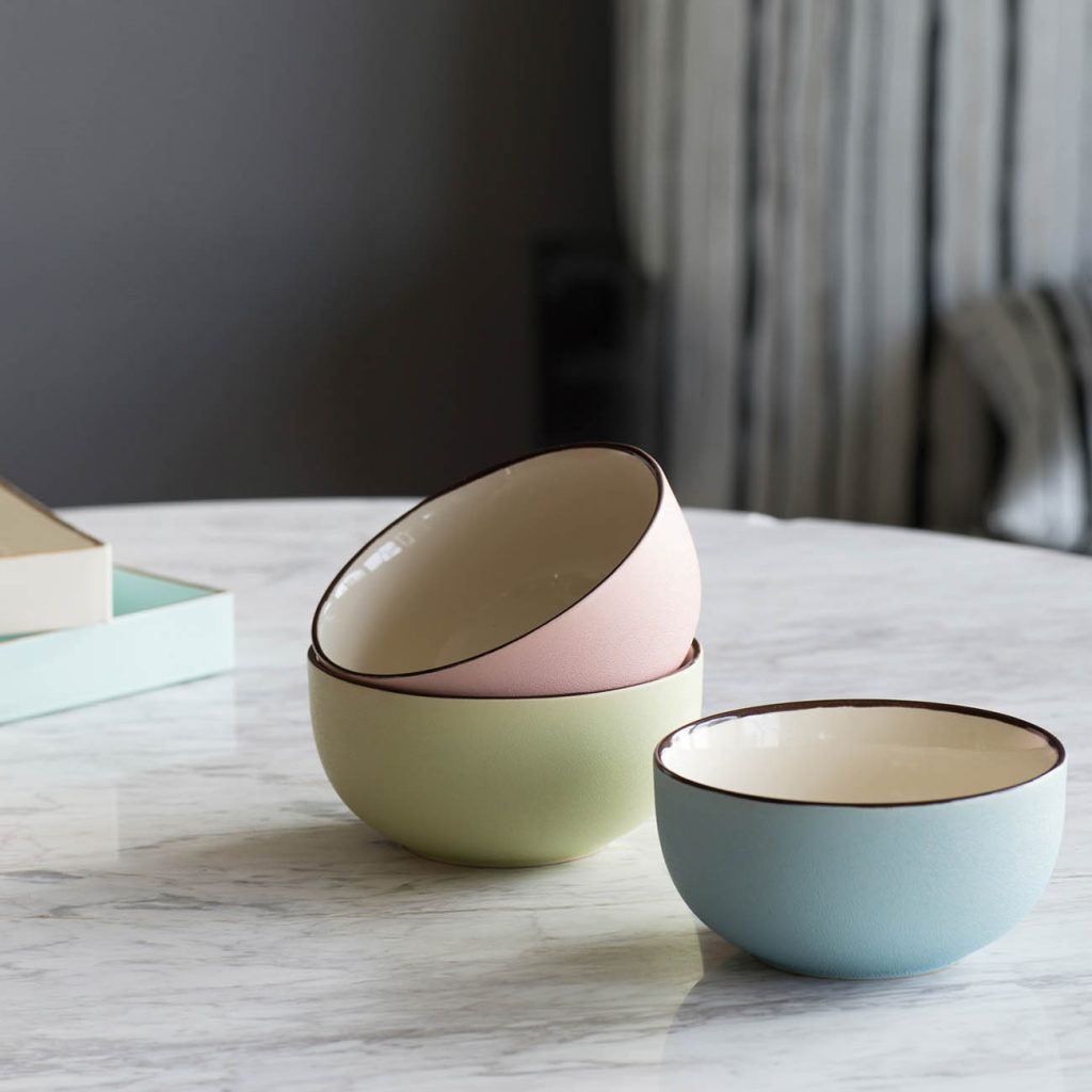 A&B Home Pastel Notes 5" Set Of Three Bundle of 149 Pieces Round-Shape Stoneware Serving Bowl