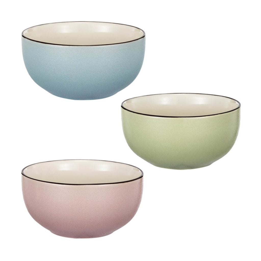 A&B Home Pastel Notes 5" Set Of Three Bundle of 149 Pieces Round-Shape Stoneware Serving Bowl