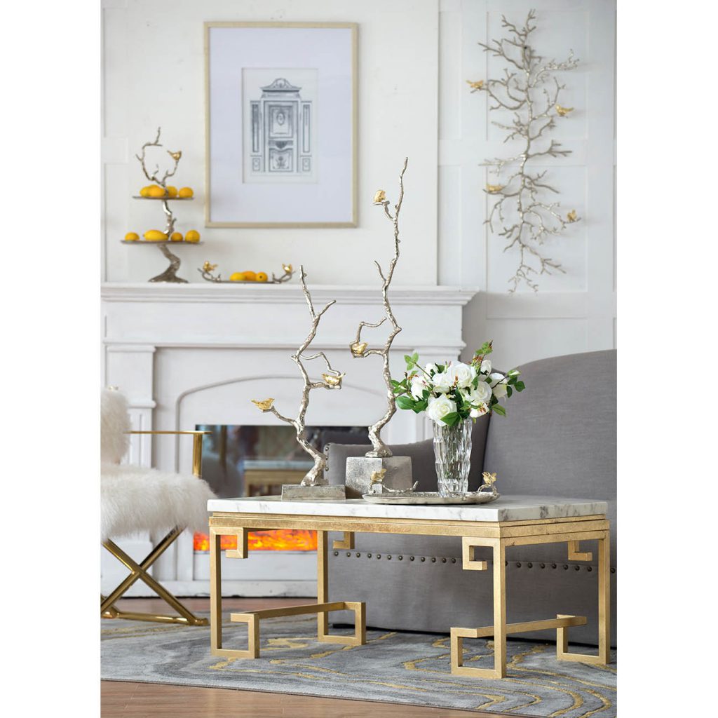 A&B Home Coffee Table With Glass Top - Thumbnail 5