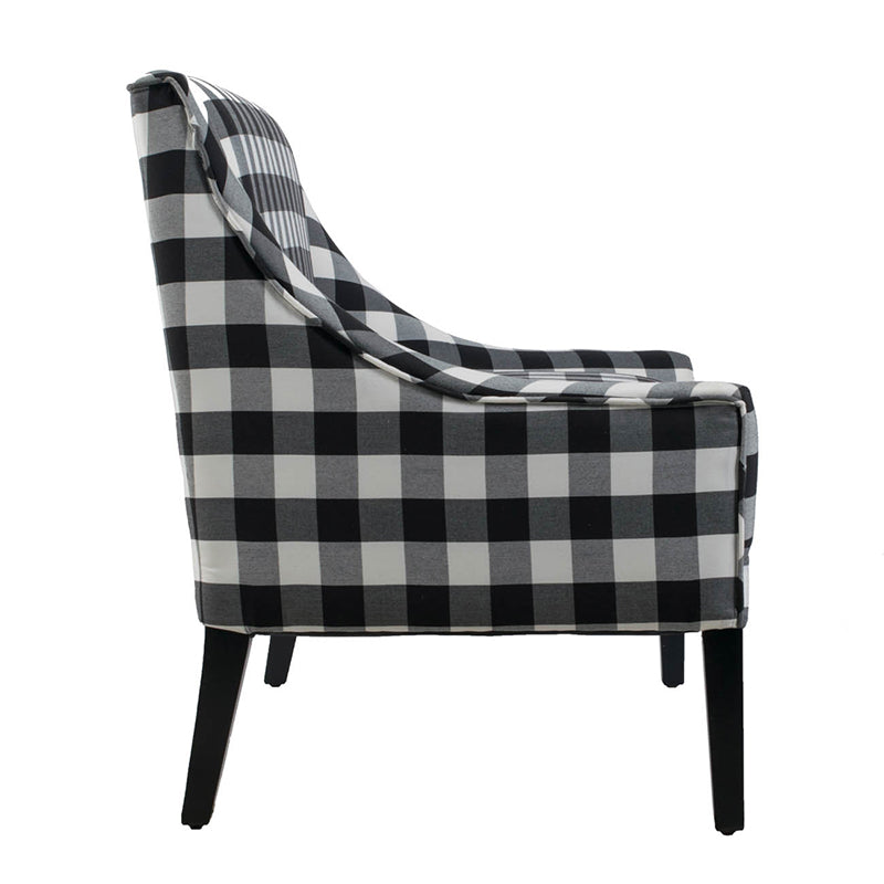 A&B Home Plaid 52" x 38" Bundle of 3 Two-Seater Black and White Chair