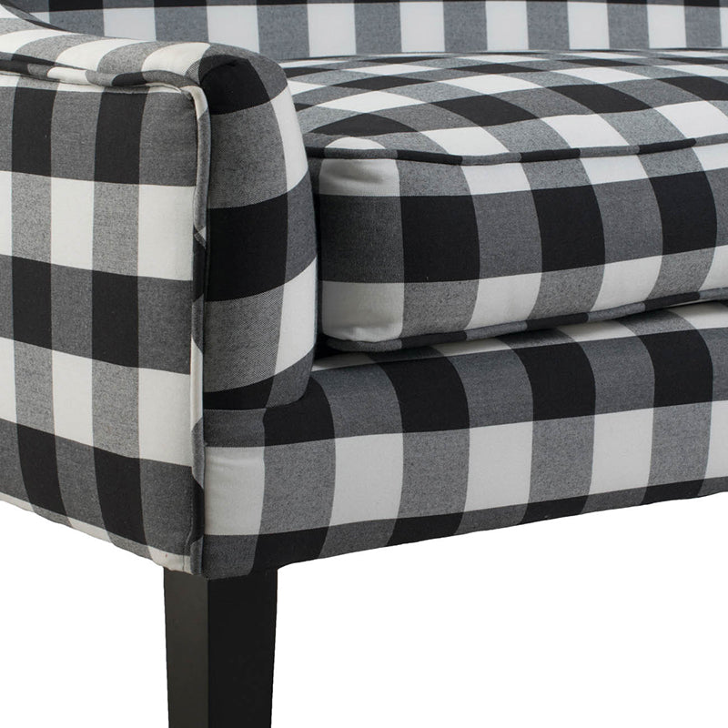 A&B Home Plaid 52" x 38" Bundle of 3 Two-Seater Black and White Chair