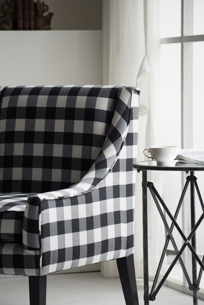 A&B Home Plaid 52" x 38" Bundle of 3 Two-Seater Black and White Chair