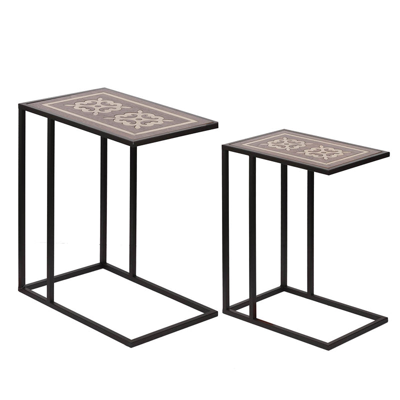 A&B Home Raj Set of Two Bundle of 13 Brass Nesting Tables