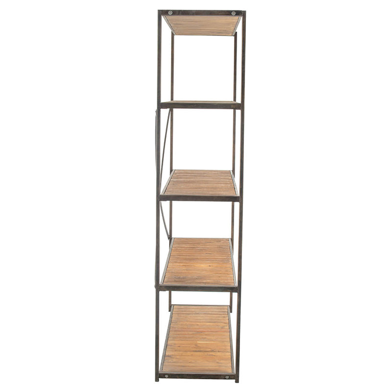 A&B Home Ramsden 63" x 78" Bundle of 3 Natural Brown and Black Five-Tier Rectangular Shelving