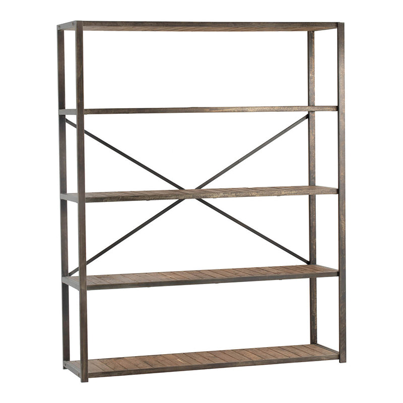 A&B Home Ramsden 63" x 78" Bundle of 3 Natural Brown and Black Five-Tier Rectangular Shelving