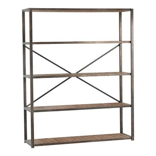 A&B Home Ramsden 63" x 78" Bundle of 3 Natural Brown and Black Five-Tier Rectangular Shelving