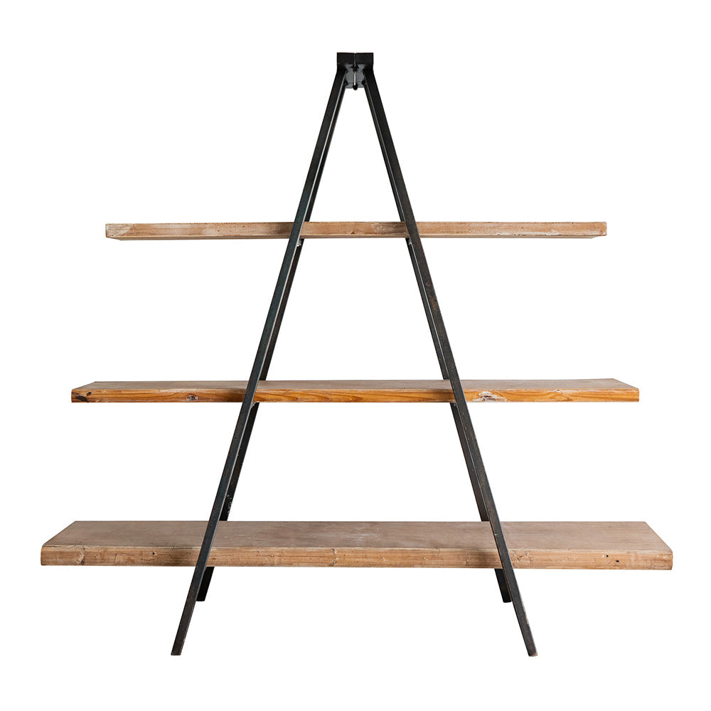 A&B Home Ramsden 79" x 73" Bundle of 5 Natural Brown and Black Three-Tier Tripod Shelving