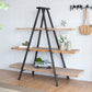 A&B Home Ramsden 79" x 73" Bundle of 5 Natural Brown and Black Three-Tier Tripod Shelving