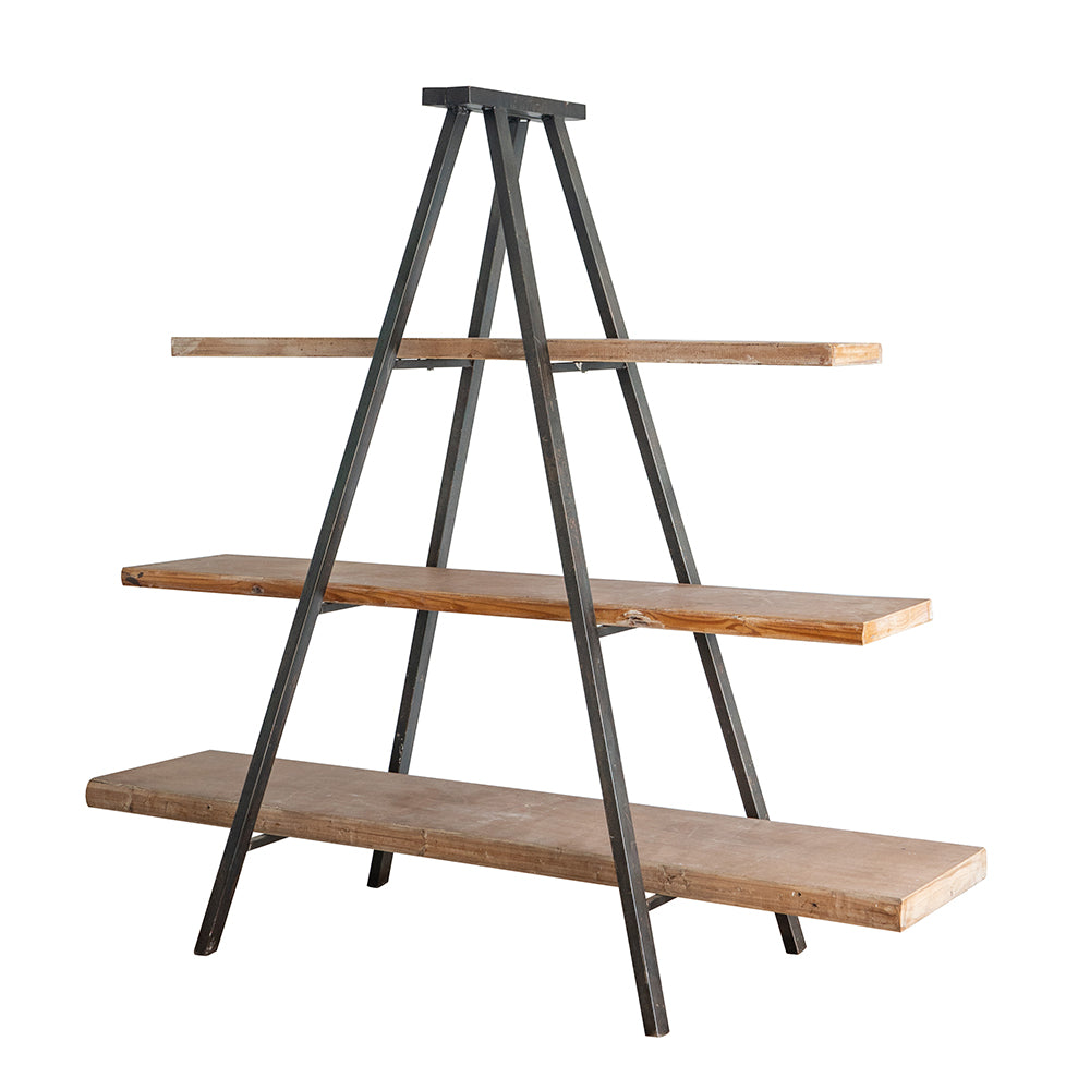 A&B Home Ramsden 79" x 73" Bundle of 5 Natural Brown and Black Three-Tier Tripod Shelving