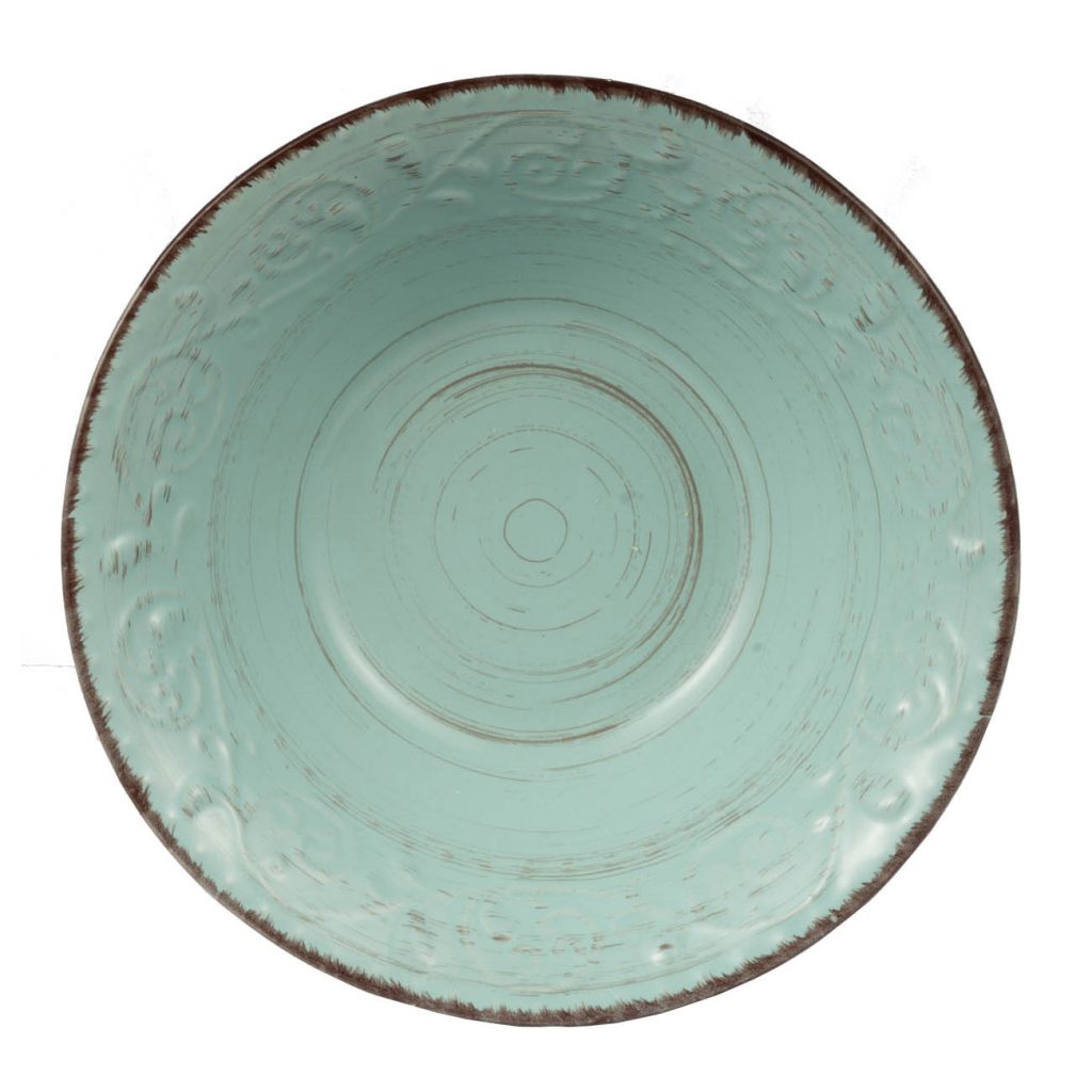 A&B Home Rustic Flare 10" Bundle of 115 Pieces Round Antique Turquoise With Swirling Pattern Serving Bowl