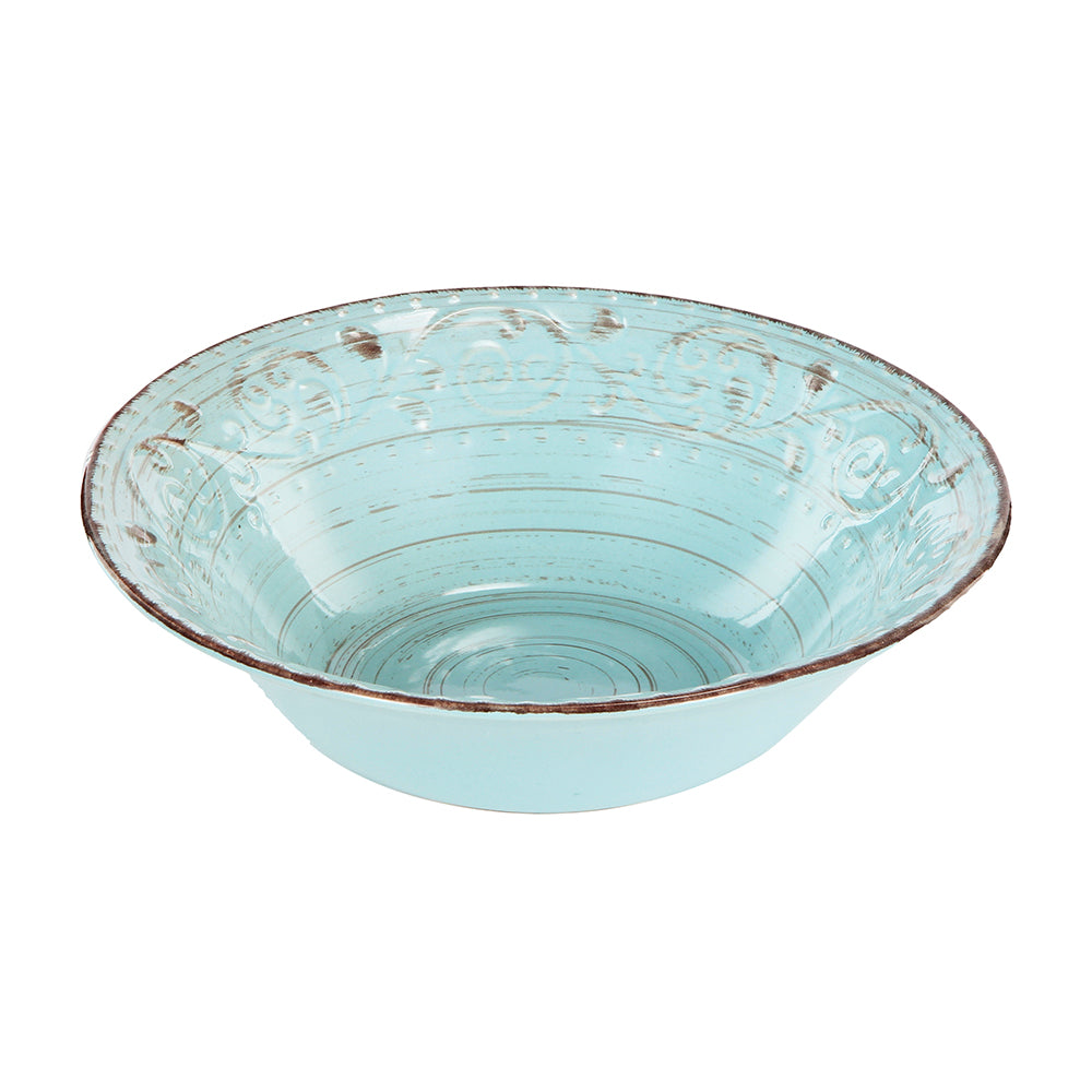 A&B Home Rustic Flare 10" Bundle of 115 Pieces Round Antique Turquoise With Swirling Pattern Serving Bowl