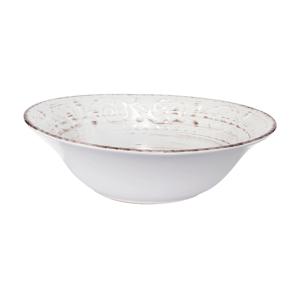 A&B Home Rustic Flare 10" Bundle of 168 Pieces Round Antique White With Swirling Pattern Serving Bowl