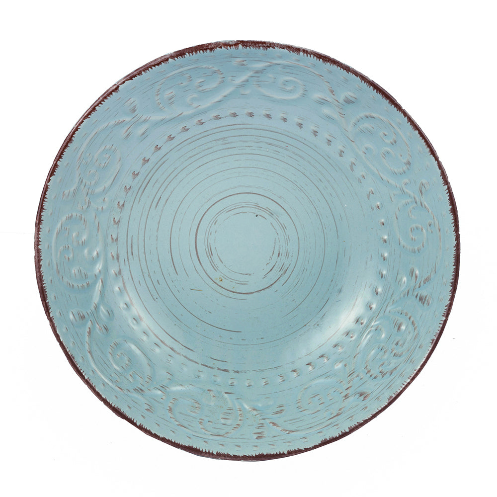 A&B Home Rustic Flare 8" Bundle of 267 Pieces Round Antique Turquoise With Swirling Pattern Serving Bowl