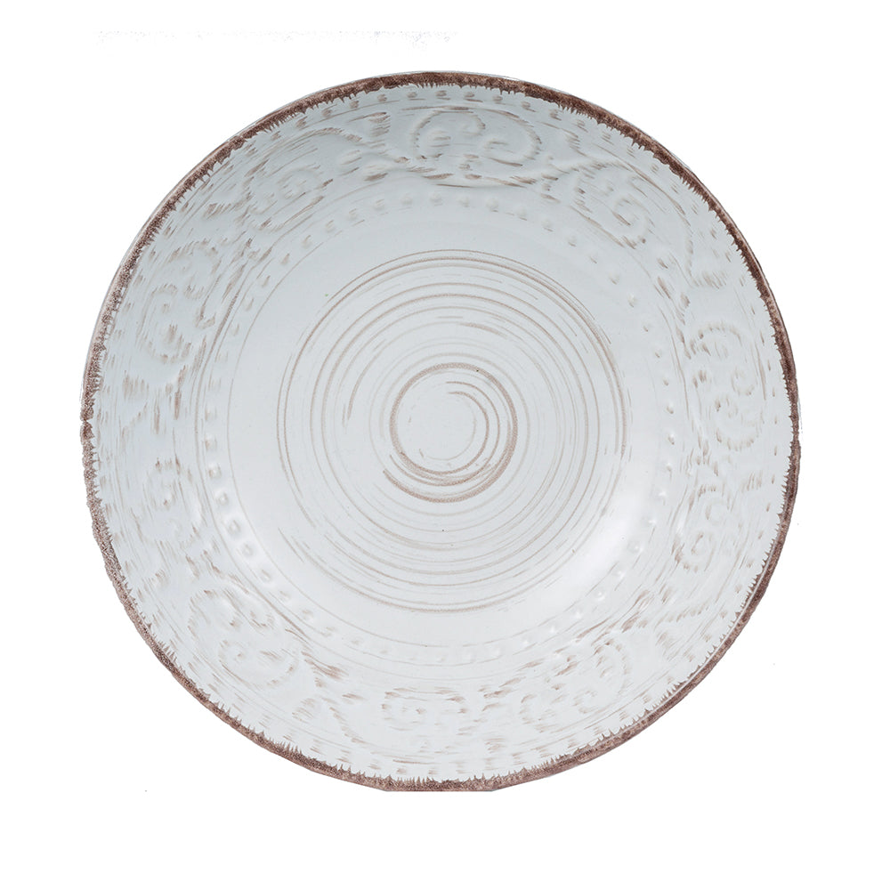 A&B Home Rustic Flare 8" Bundle of 267 Pieces Round Antique White With Swirling Pattern Serving Bowl