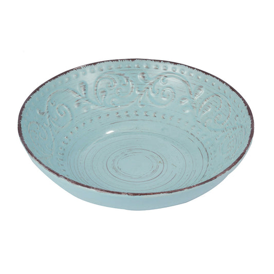A&B Home Rustic Flare 8" Bundle of 408 Pieces Round Antique Turquoise With Swirling Pattern Serving Bowl