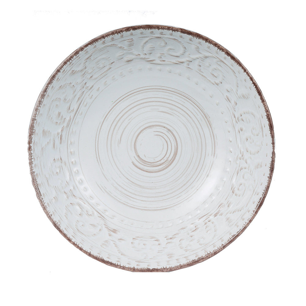 A&B Home Rustic Flare 8" Bundle of 408 Pieces Round Antique White With Swirling Pattern Serving Bowl