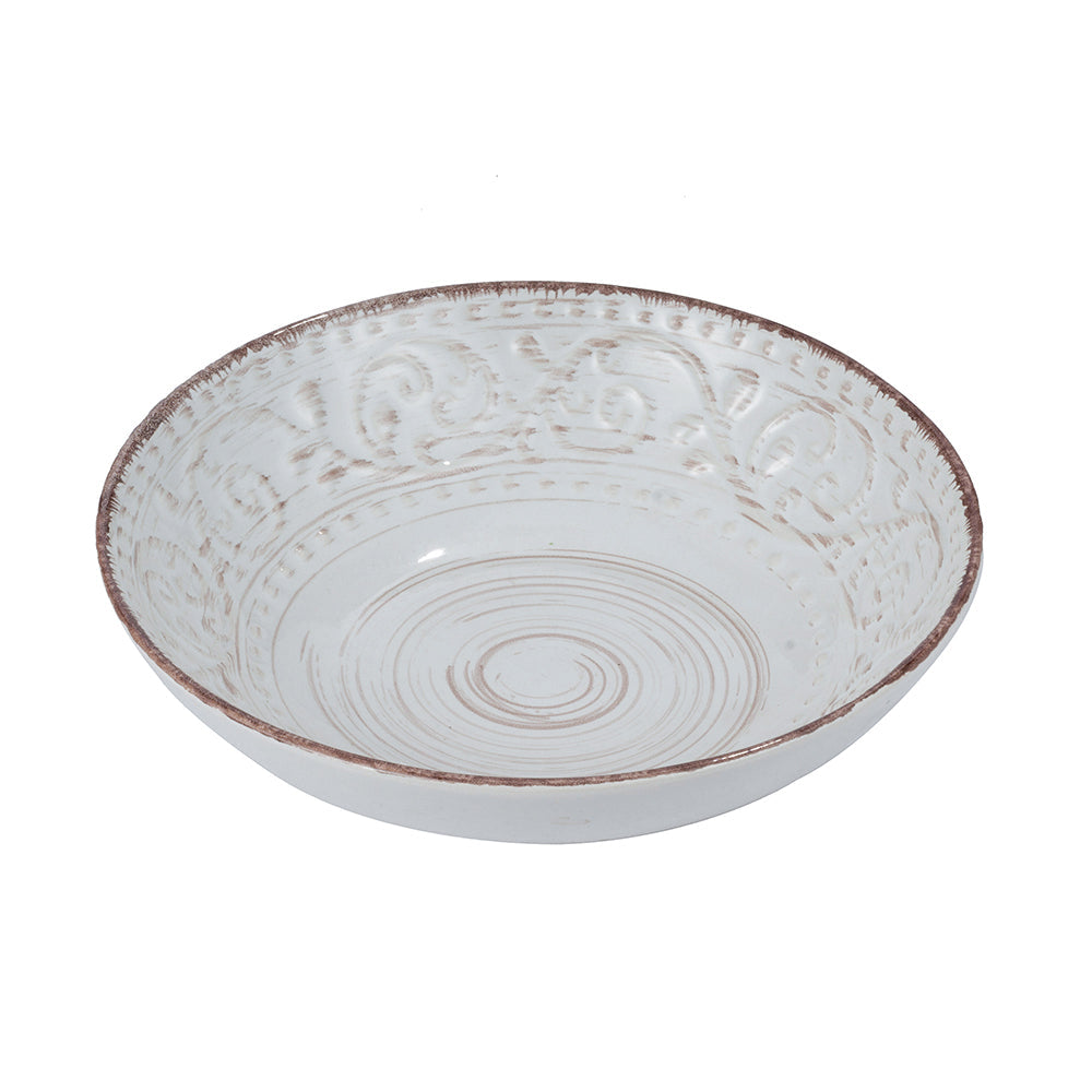 A&B Home Rustic Flare 8" Bundle of 408 Pieces Round Antique White With Swirling Pattern Serving Bowl