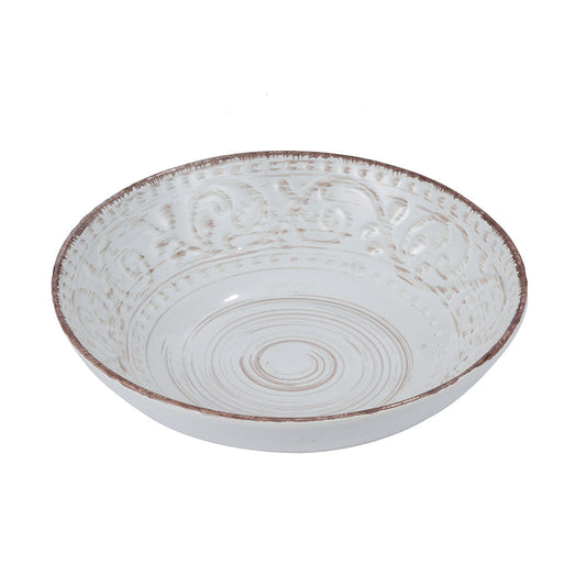 A&B Home Rustic Flare 8" Bundle of 408 Pieces Round Antique White With Swirling Pattern Serving Bowl