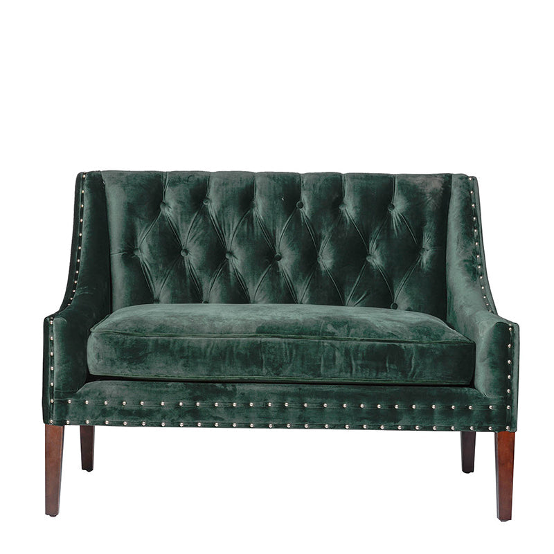 A&B Home Sadie 52" x 38" Bundle of 3 Two-Seater Emerald Green In Solid Wood Frame and Nail Head Accent Arm Chair