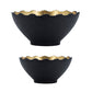 A&B Home Set Of Two Bundle of 29 Round Large and Small Textured Black With Gold Interior Bowl