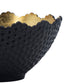 A&B Home Set Of Two Bundle of 29 Round Large and Small Textured Black With Gold Interior Bowl