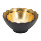 A&B Home Set Of Two Bundle of 29 Round Large and Small Textured Black With Gold Interior Bowl