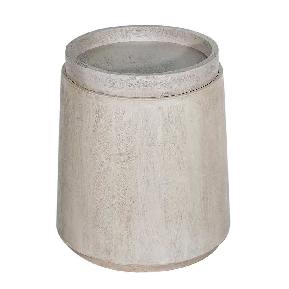 A&B Home Set of 2 Bundle of 12 Cream Cylinder Coffee Table With Matching Tray