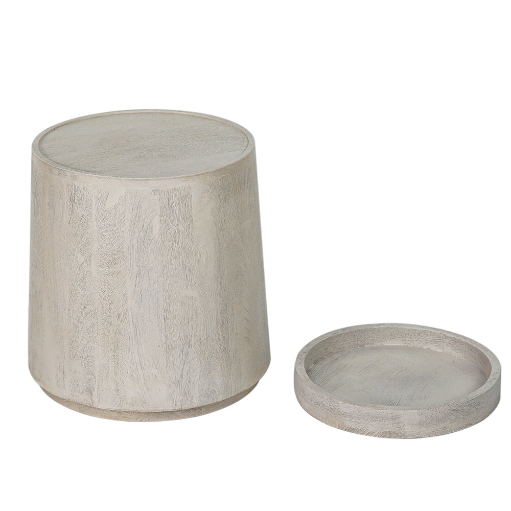 A&B Home Set of 2 Bundle of 12 Cream Cylinder Coffee Table With Matching Tray