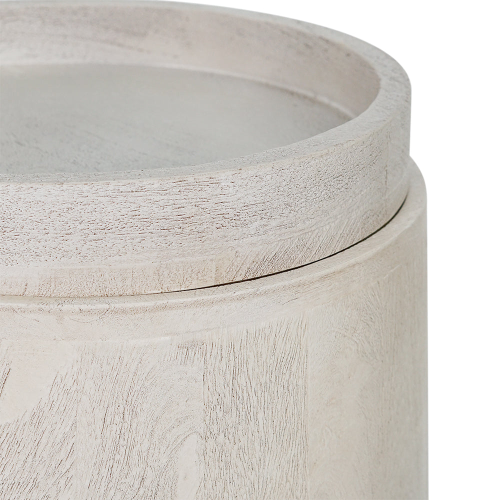 A&B Home Set of 2 Bundle of 12 Cream Cylinder Coffee Table With Matching Tray