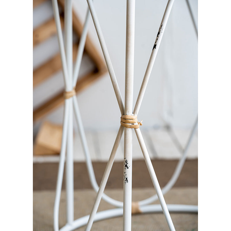 A&B Home Set of 2 Bundle of 12 Round Wooden Tabletop With Decorative Metal Side Tables