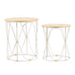 A&B Home Set of 2 Bundle of 12 Round Wooden Tabletop With Decorative Metal Side Tables