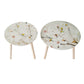 A&B Home Set of 2 Bundle of 40 Round White Painted Floral Design Accent Tables