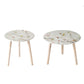 A&B Home Set of 2 Bundle of 40 Round White Painted Floral Design Accent Tables